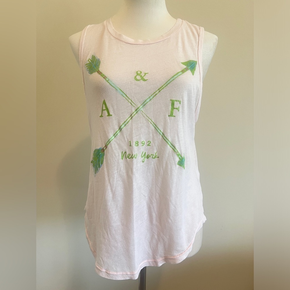 Abercrombie & Fitch Pink Tank Top with Green Arrows